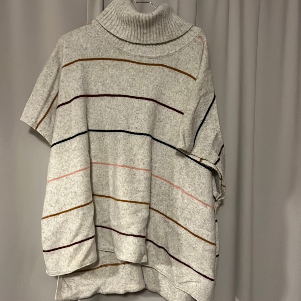 M/L Striped Cozy Poncho